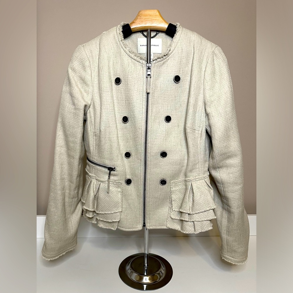 Banana Republic Women’s Ruffled Blazer with Zip Front Design